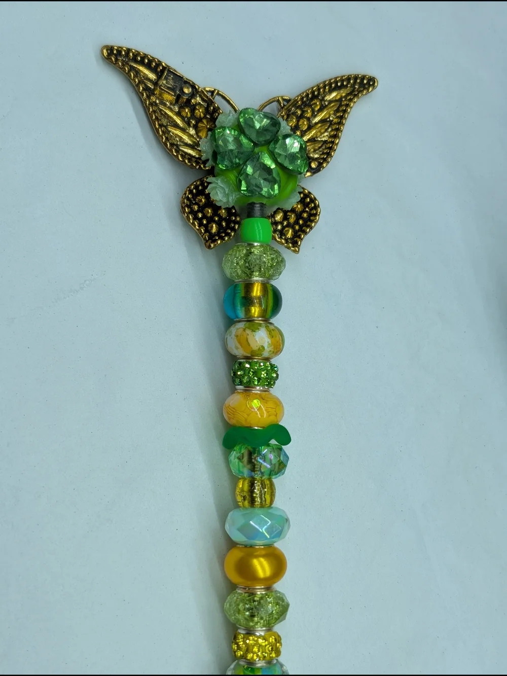 Handmade Fairy Wand/Plant/Garden Stake W/Jeweled Butterfly Topper